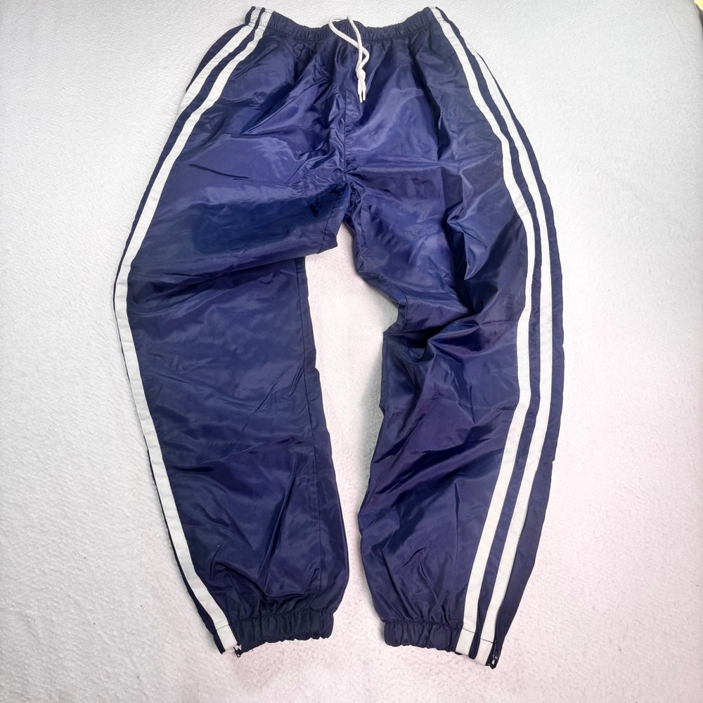 Vintage Athletic Works Nylon Track Pants Navy White Y2K Windbreaker Size M
